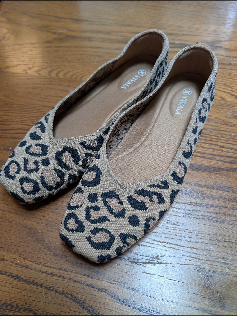 Vivaia Tan Leopard Knit Ballet Flats EU 39/ W 8.5